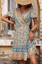 Robe à volants style bohème à manches volantées
